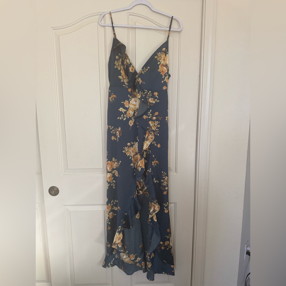 Dress Forum Floral Blue and Yellow Maxi Dress